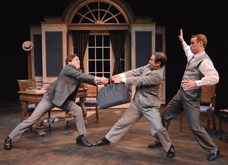 Apprentice David Wasserman (left) acts with Brandt Roberts and Gary Danciu in Charley's Aunt, 2015