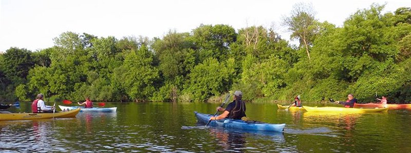 Kayaking on the Root River near Lanesboro