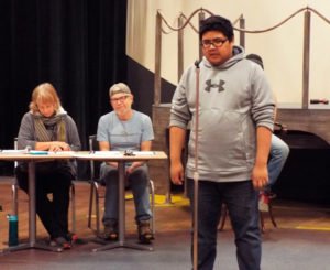 Brandon Cayetano in rehearsal for The 25th Annual Putnam County Spelling Bee as Chip Tolentino