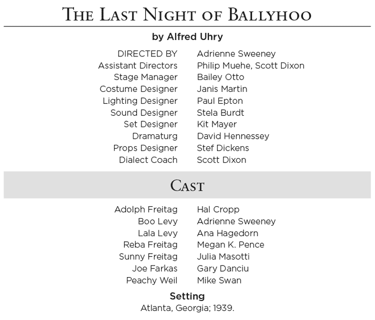 The Last Night of Ballyhoo by Alfred Uhry, 2013 Cast & Crew